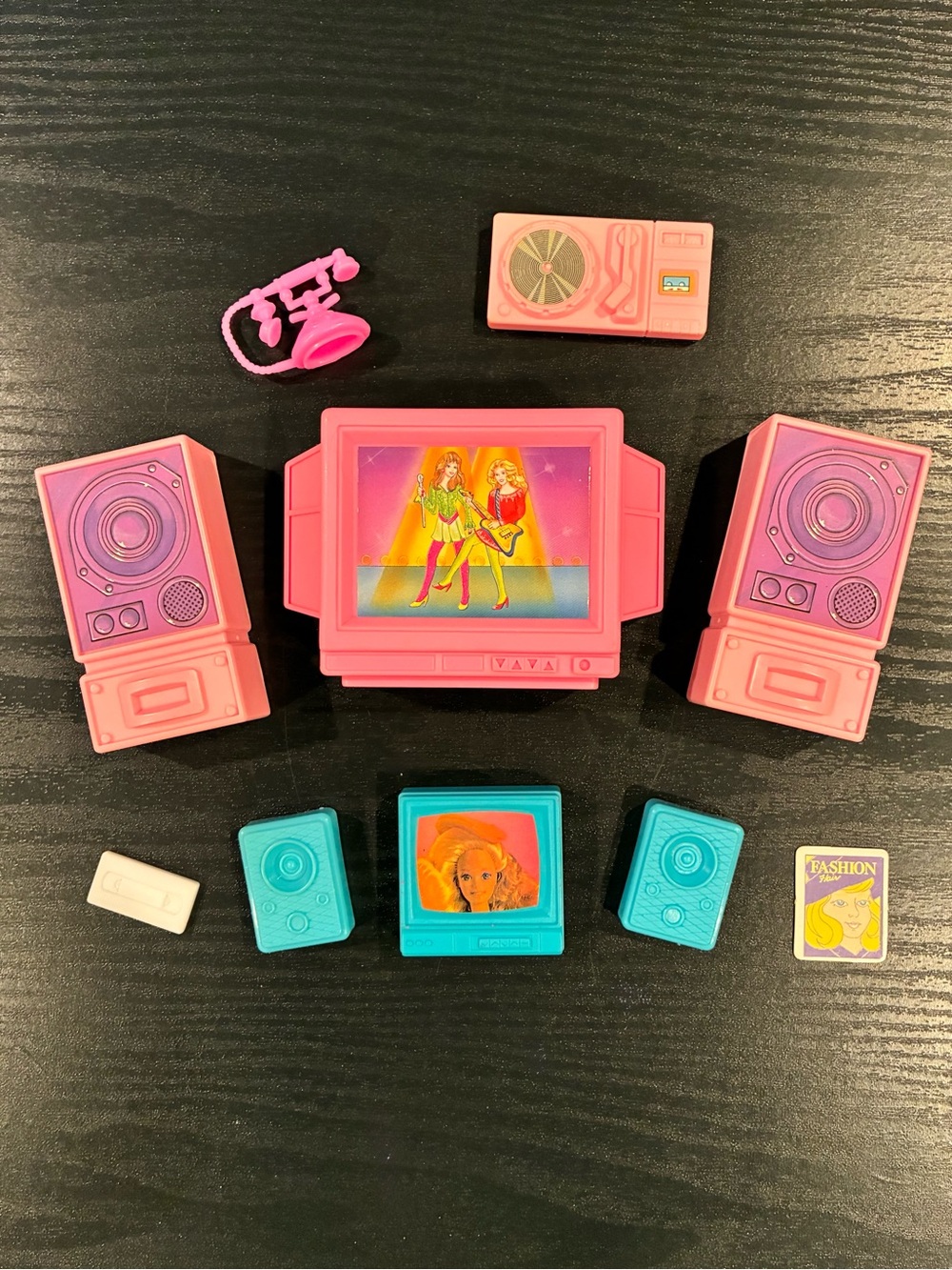 Vintage Barbie Dollhouse Furniture, 2 TVs, Stereo, Speakers, 1990’s
